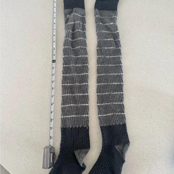 COPY - Lululemon Yoga Gray Striped Over the Knee Socks - Picture 1 of 4